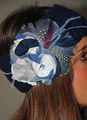 turbante en lana azul